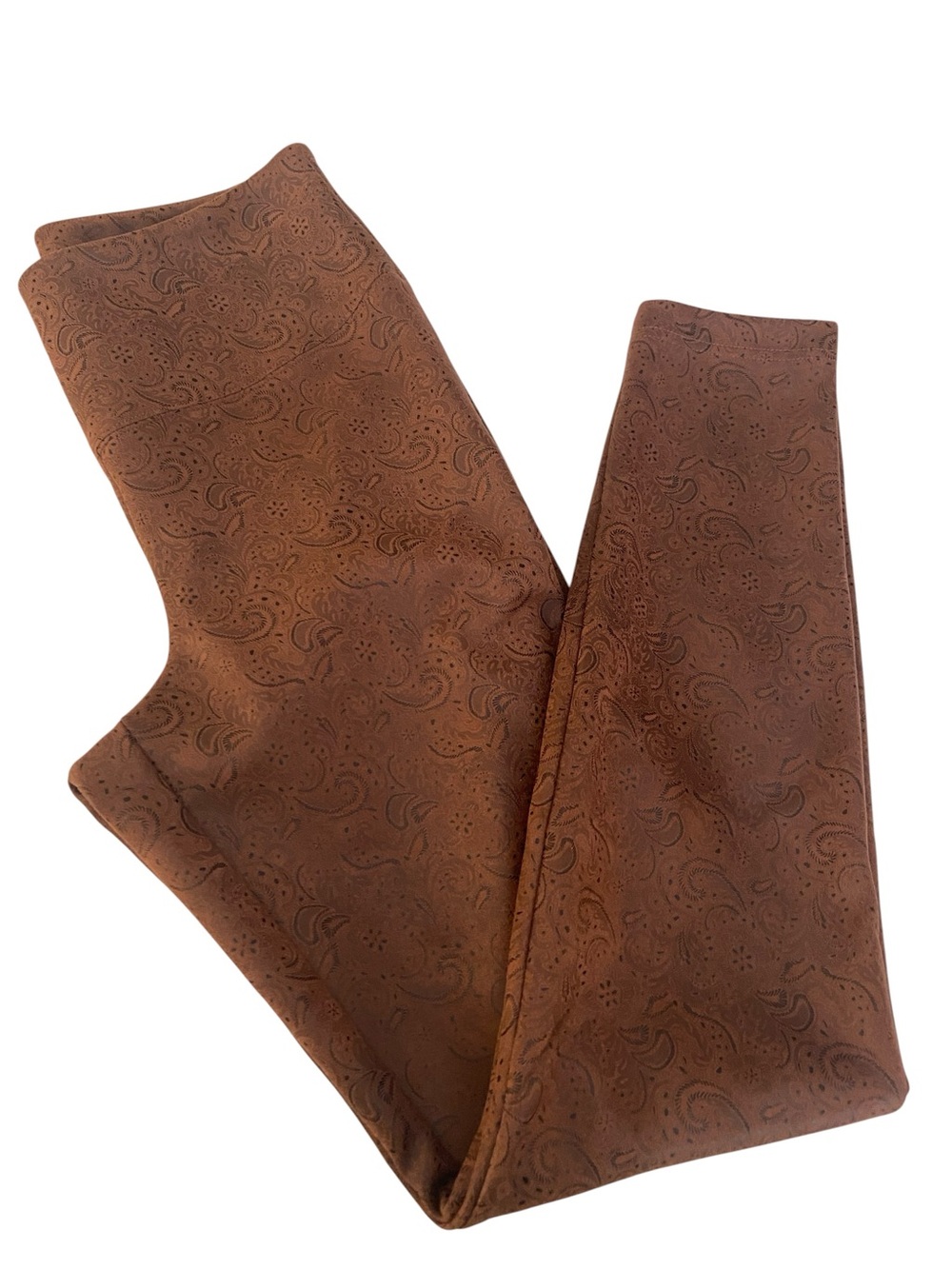WHITE HOUSE BLACK MARKET BROWN FAUX SUEDE LEGGINGS SIZE 10